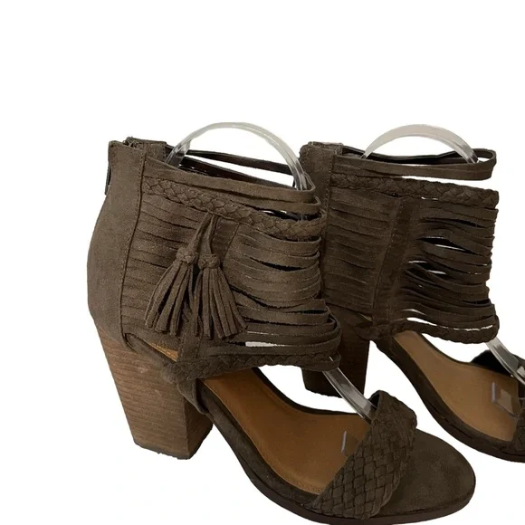 Not Rated taupe strappy tassel heel 8 - Picture 4 of 7